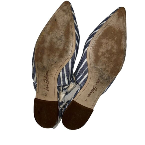 sam edelman chambray blue striped woven strap mules slides flats shoes 6 - Picture 5 of 5